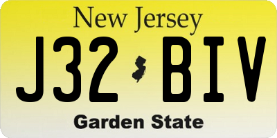 NJ license plate J32BIV