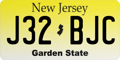NJ license plate J32BJC
