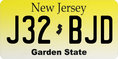 NJ license plate J32BJD
