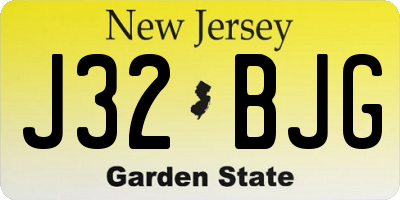 NJ license plate J32BJG
