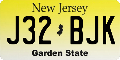NJ license plate J32BJK