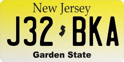 NJ license plate J32BKA