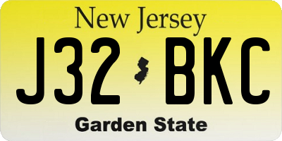 NJ license plate J32BKC