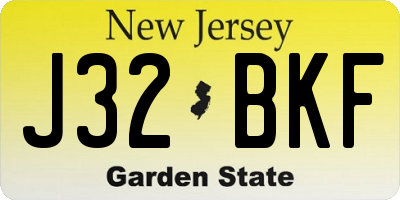 NJ license plate J32BKF