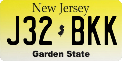 NJ license plate J32BKK