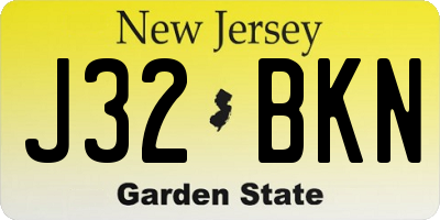 NJ license plate J32BKN