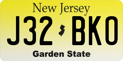 NJ license plate J32BKO