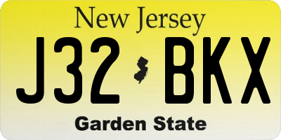 NJ license plate J32BKX