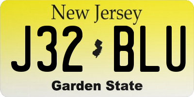 NJ license plate J32BLU