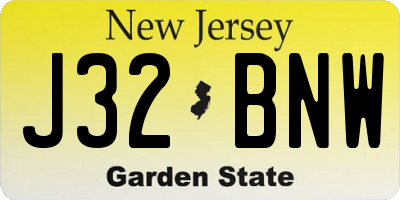 NJ license plate J32BNW