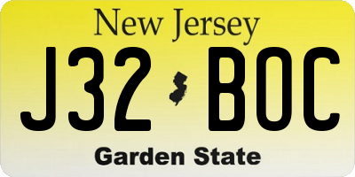 NJ license plate J32BOC