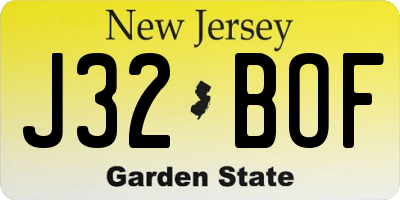 NJ license plate J32BOF
