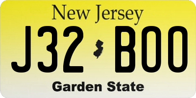 NJ license plate J32BOO