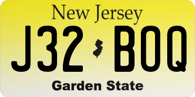 NJ license plate J32BOQ