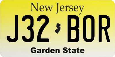 NJ license plate J32BOR