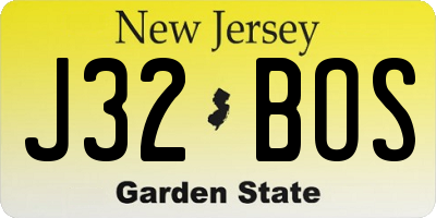NJ license plate J32BOS