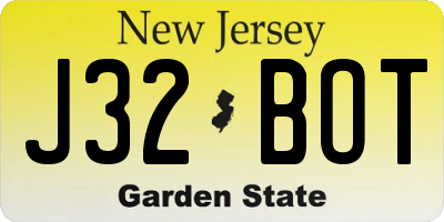 NJ license plate J32BOT