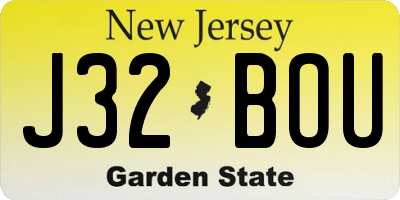 NJ license plate J32BOU