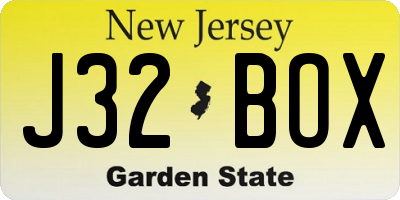 NJ license plate J32BOX
