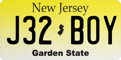 NJ license plate J32BOY