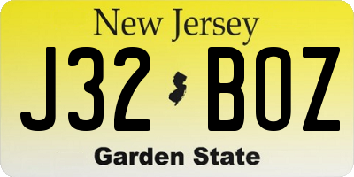 NJ license plate J32BOZ