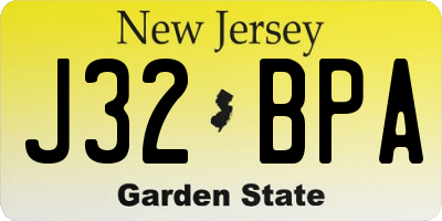 NJ license plate J32BPA
