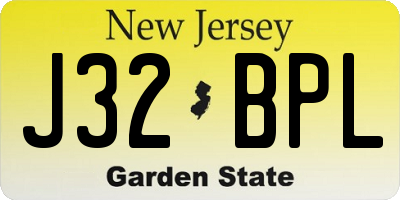 NJ license plate J32BPL