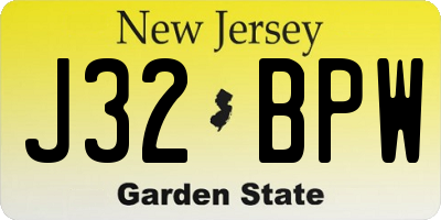 NJ license plate J32BPW