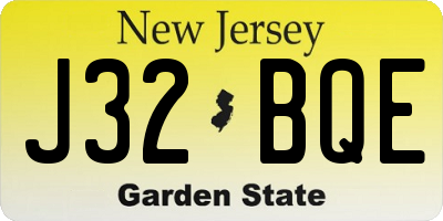 NJ license plate J32BQE