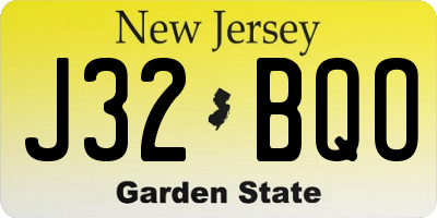 NJ license plate J32BQO