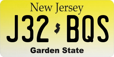 NJ license plate J32BQS