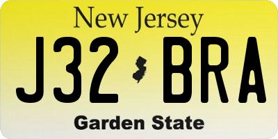 NJ license plate J32BRA