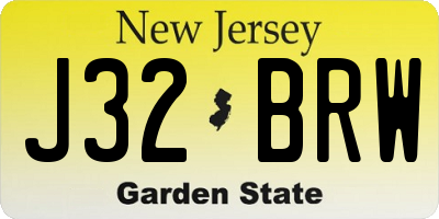NJ license plate J32BRW
