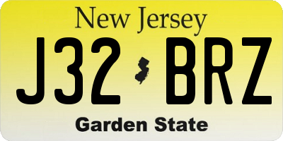 NJ license plate J32BRZ