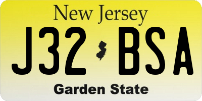 NJ license plate J32BSA