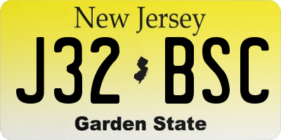 NJ license plate J32BSC