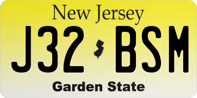 NJ license plate J32BSM