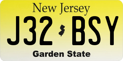 NJ license plate J32BSY