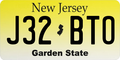 NJ license plate J32BTO