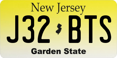 NJ license plate J32BTS