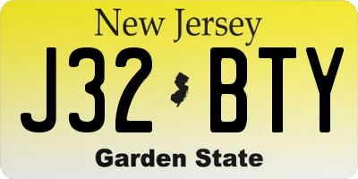 NJ license plate J32BTY