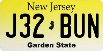 NJ license plate J32BUN
