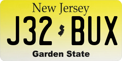 NJ license plate J32BUX