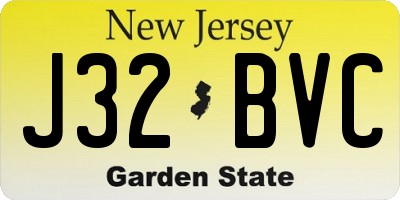 NJ license plate J32BVC