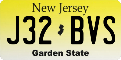 NJ license plate J32BVS