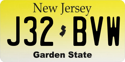 NJ license plate J32BVW
