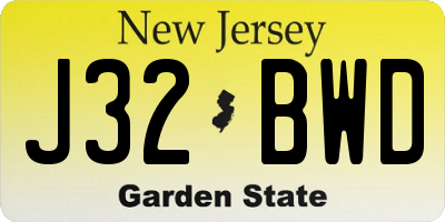 NJ license plate J32BWD