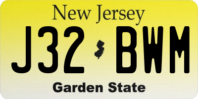 NJ license plate J32BWM