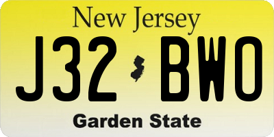 NJ license plate J32BWO