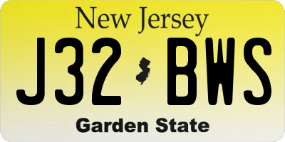 NJ license plate J32BWS